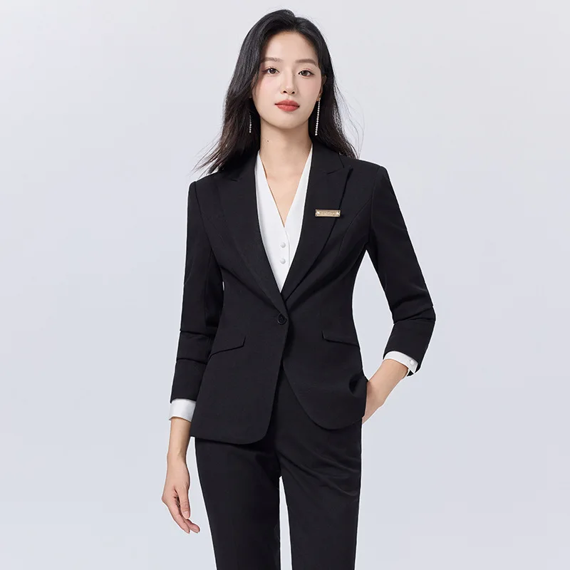 Spring and Autumn2025New Lightweight Workplace Manager Formal Workwear Professional Blazer with Back Slit Suit for Women