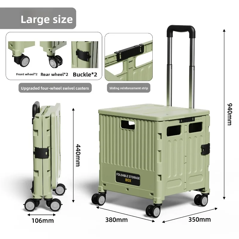 Multifunctional Grocery Cart Portable Foldable Trolley Outdoor Camping Storage Box Folding Cart Outdoor Camping Trolley