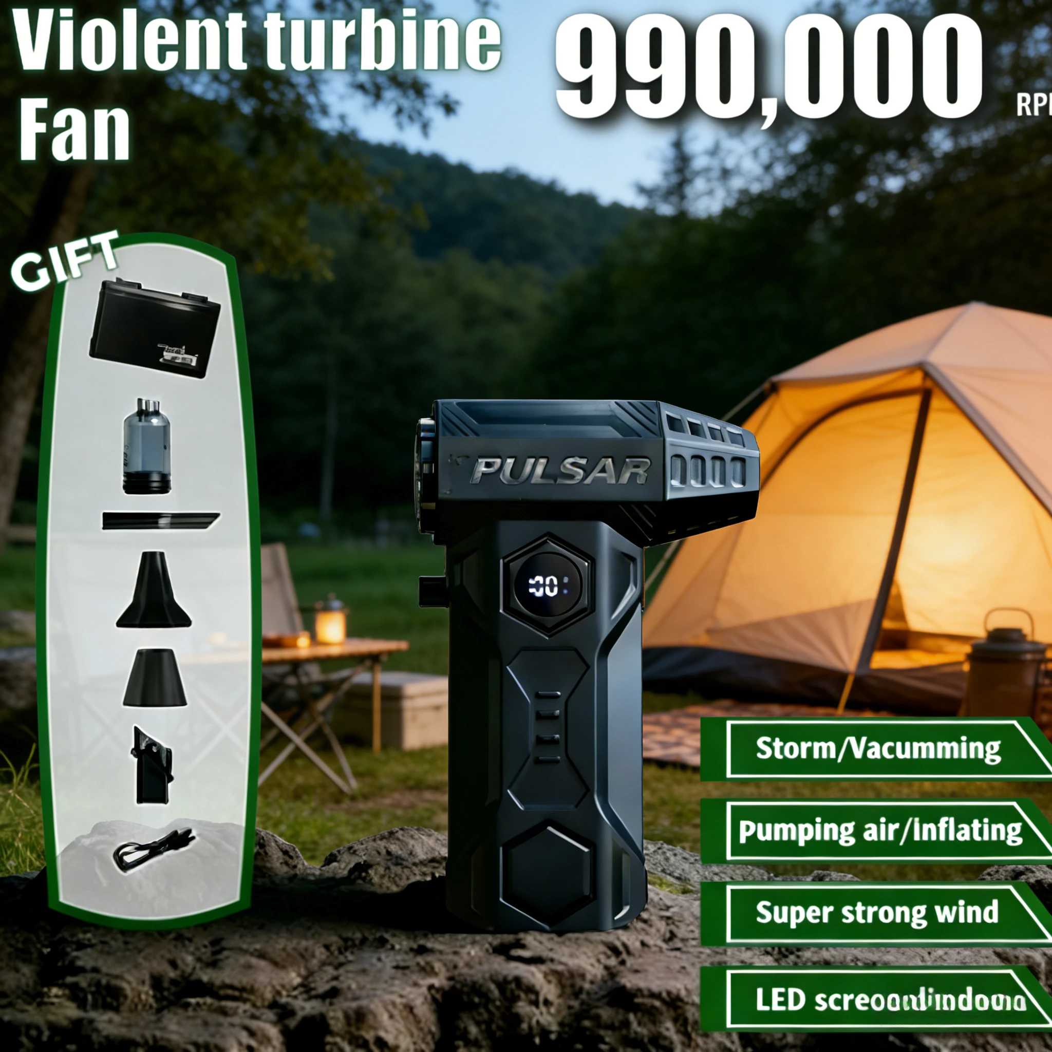 

X11Pro 990000RPM Brushless Blower | 75m/s 10000mAh Hurricane 2-in-1 Vacuum & Air Duster Cleaning Kit