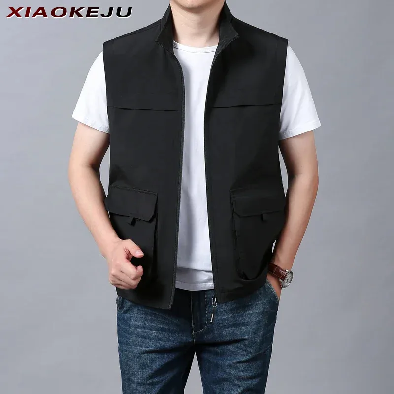 

Men Fashion Professional Multi-pocket Fishing Vest Sleeveless Multi-pockets Jacket Vests Motorcyclist Work Hunting Men's Coat