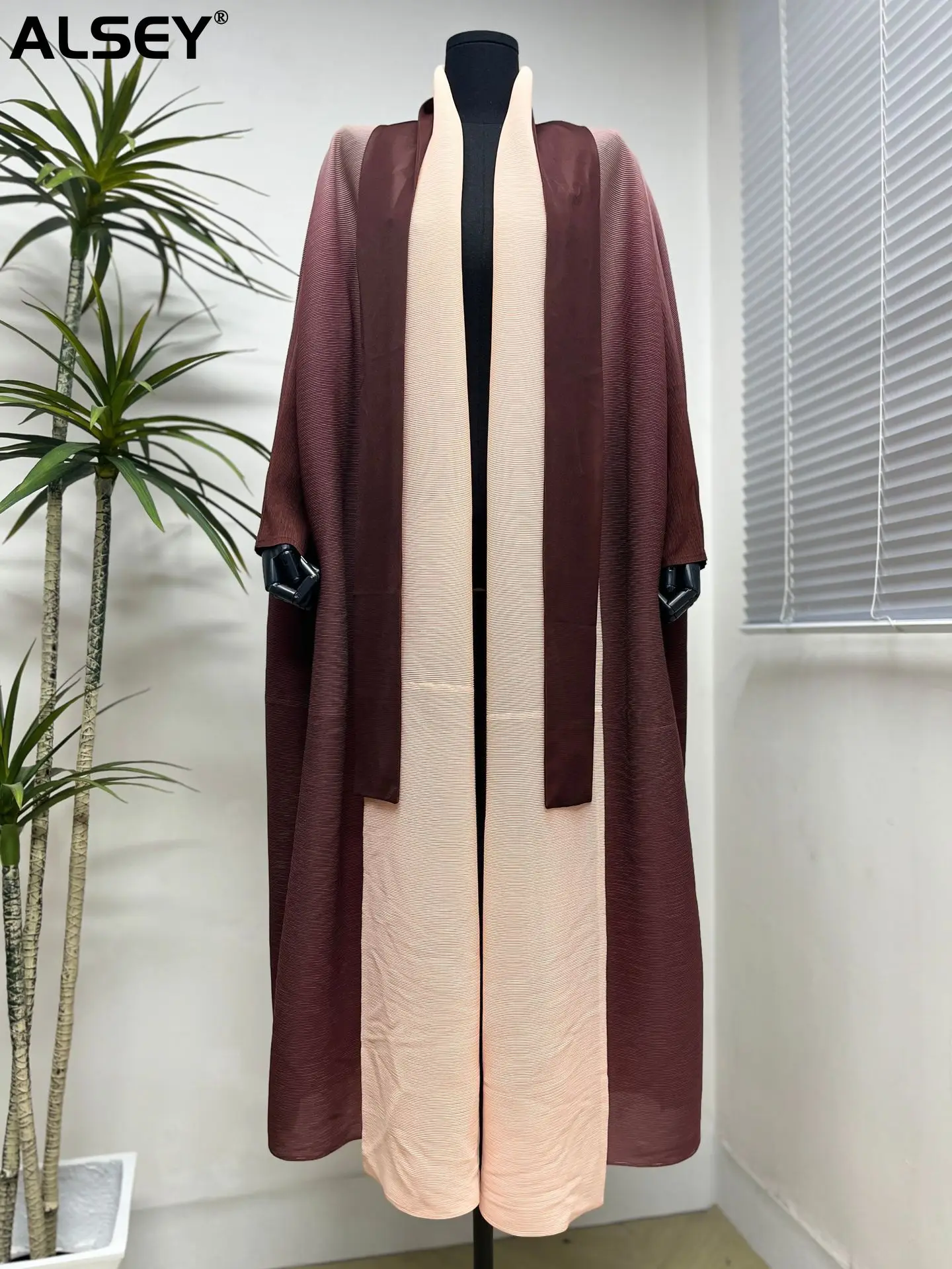 

ALSEY Miyake Folds Autumn New 2024 Hundred Sleeve Long Coat Jacket Cape Gradient Women's Cardigan Fashion with Ties Trench