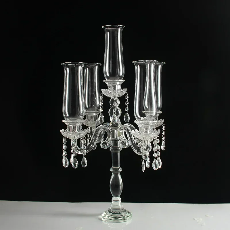 Wedding Props 5 arm Crystal Candlestick Wedding Crystal Decorative Candle Holder