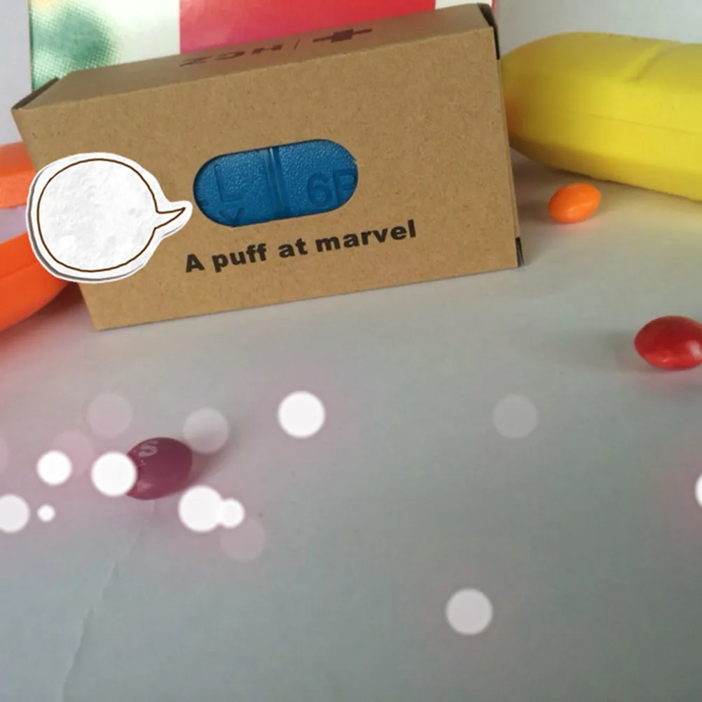 

Light Yellow Oval Pill Organizer 6 Compartments Portable Container for Travel Camping Personal Information Sticker