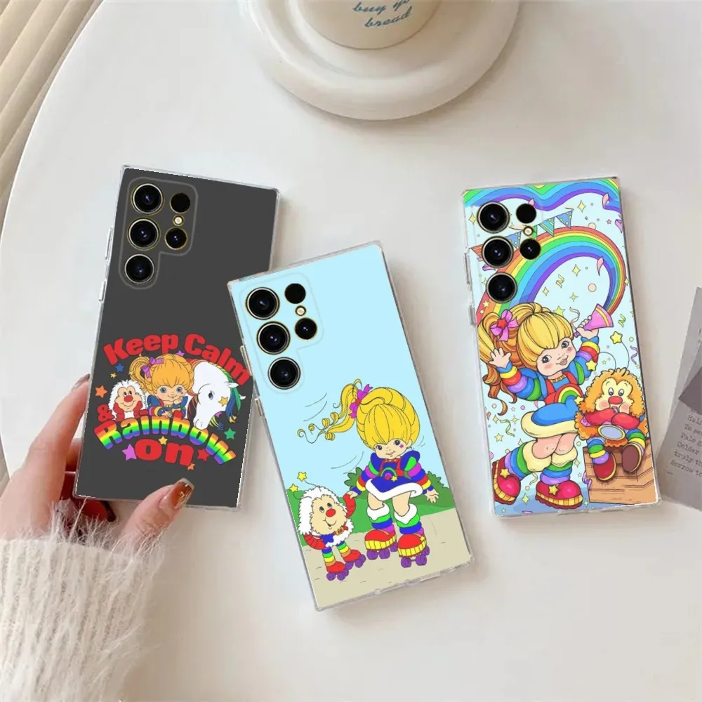 

Cute Phone Case Silicone For Samsung S30,S23,21,22,20 Ultra,S20 FE lite,S10,9,PIus Note20ultra Rainbow B- BriteS Cover Clear