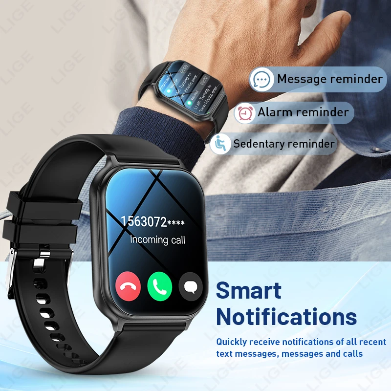 LIGE 2026 New 700mAh Smart Watch Men Women Outdoor Sports Fitness Heart Rate GPS Track Bluetooth Call IP68 Waterproof Smartwatch