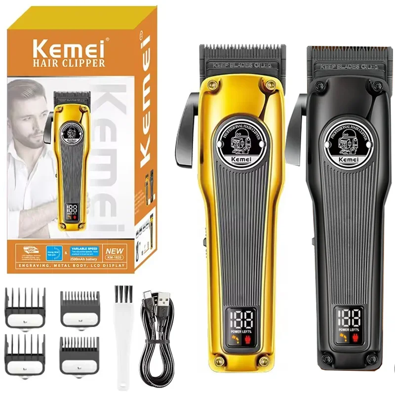 Kemei 1825 Wireless Adjustable Electric Hair Clipper Men's Professional Rechargeable Beard Hair Trimmer Hair Clipper