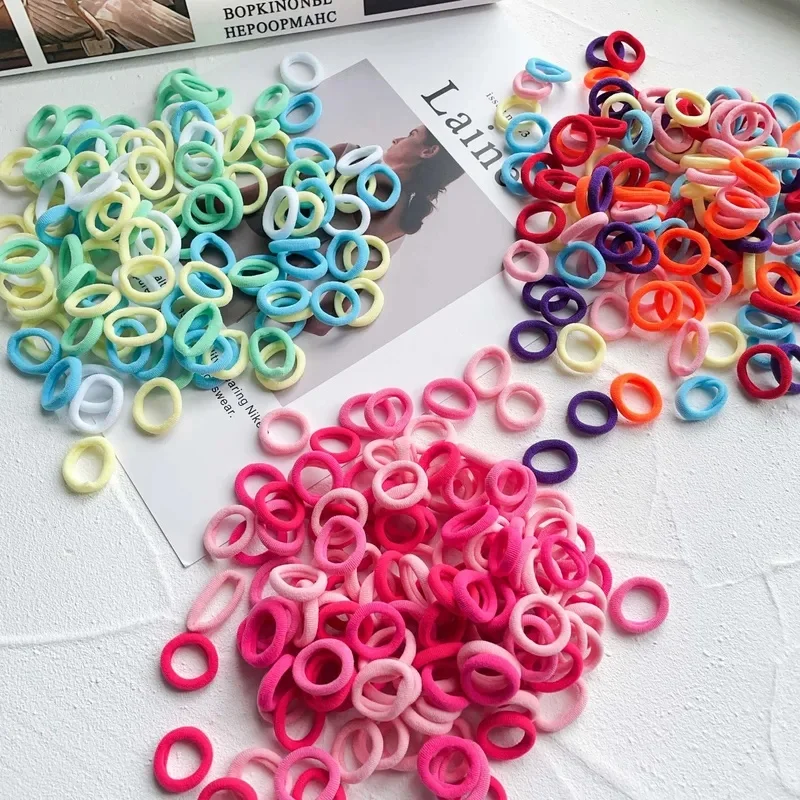 100-400Pcs Baby Girls Colorful Nylon Elastic Hairbands Ponytail Holder Small Hair Ropes Rubber Bands Hair Scrunchies Accessories