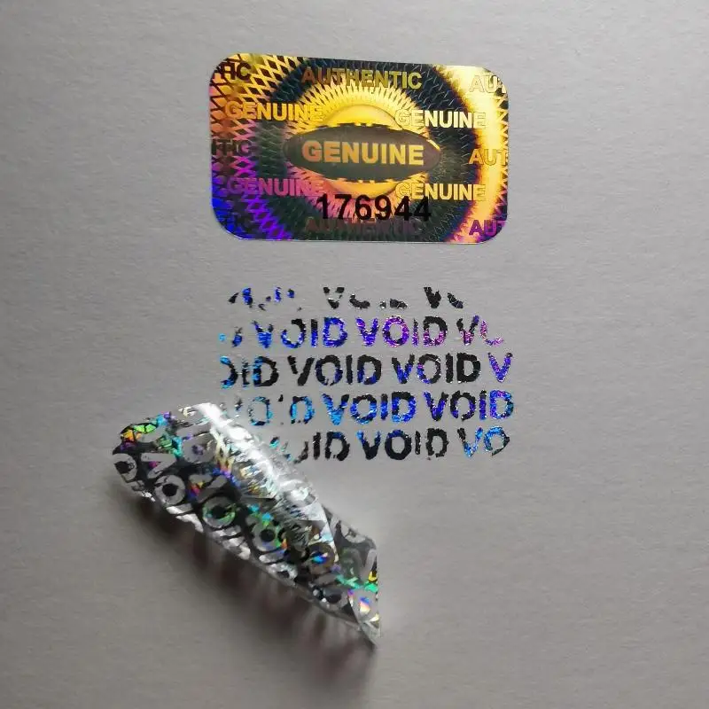 60/120/300pcs Holographic Warranty Void Laser Label With Security Seal Tamper Proof Stickers Serial Number Adhesive Label