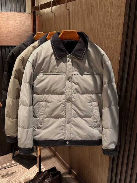 

Casual Warm ort Men's down Jaet Denim Collar Turn-down Collar High End Simple Sle Winter Faion Busin Gentleman