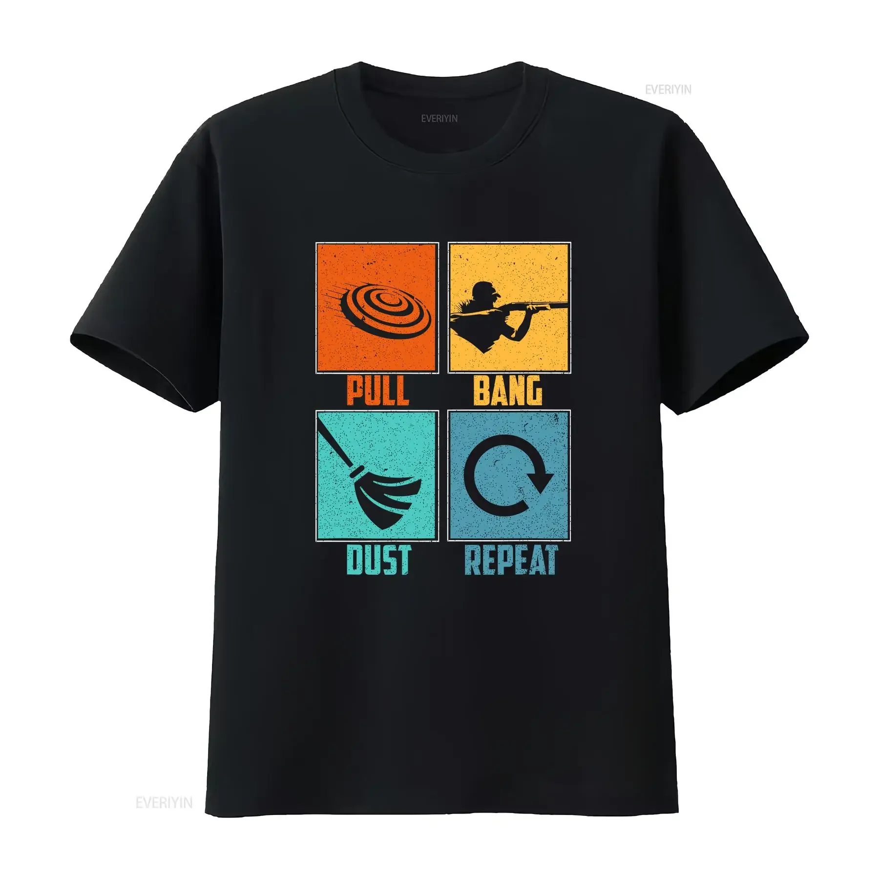NEW LIMITED Skeet Target Shooting Clay Pull Bang Dust Repeat T Shirt Made In USA vintage Washed graphic Unisex Versatile