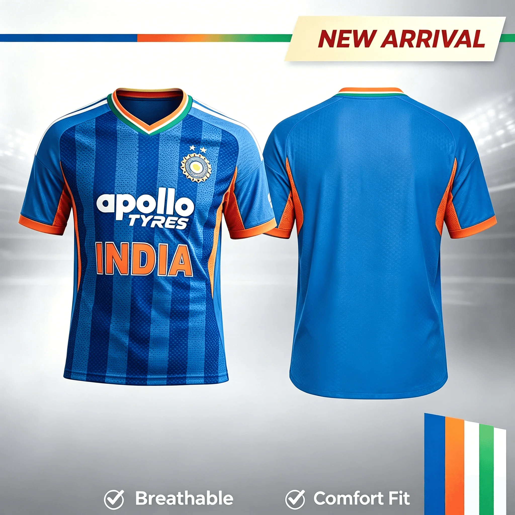 Men's India National Cricket Team Jersey 2026 T20 Edition Quick Dry Short Sleeve Sports Training Uniform Fans Family Matching