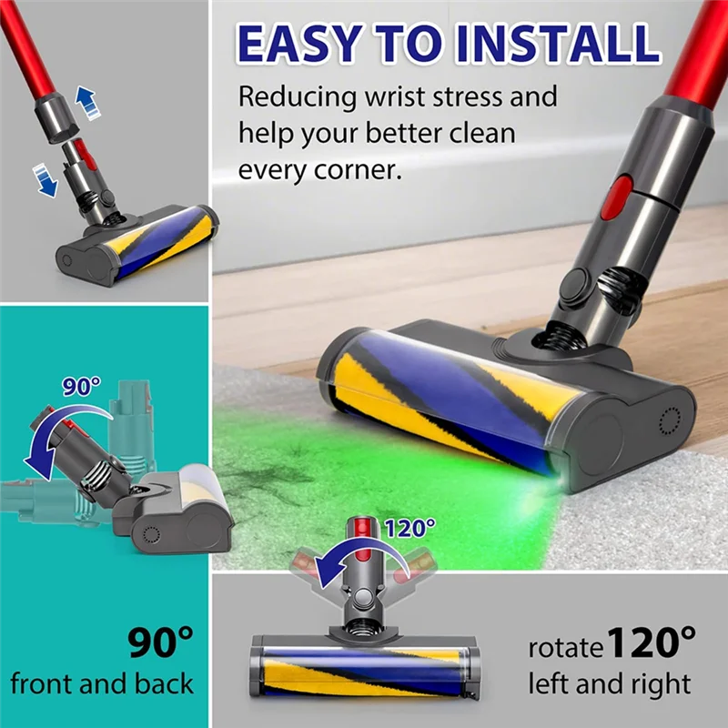 SANQ светодиодная мягкая роликовая чистящая головка для Dyson V7 V8 V10 V11, вакуумные насадки с подсветкой пыли и мусора для твердого пола