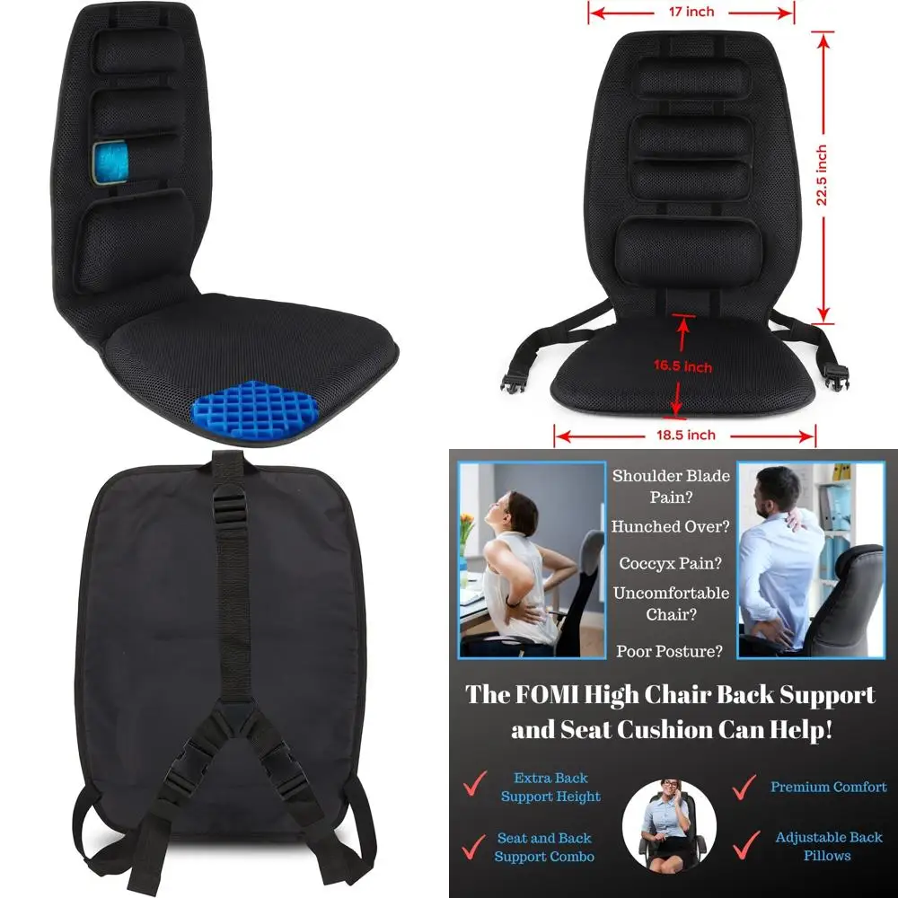 

"Ergonomic High Chair Support and Cushion with Adjustable Lumbar Pillow for Back Comfort"