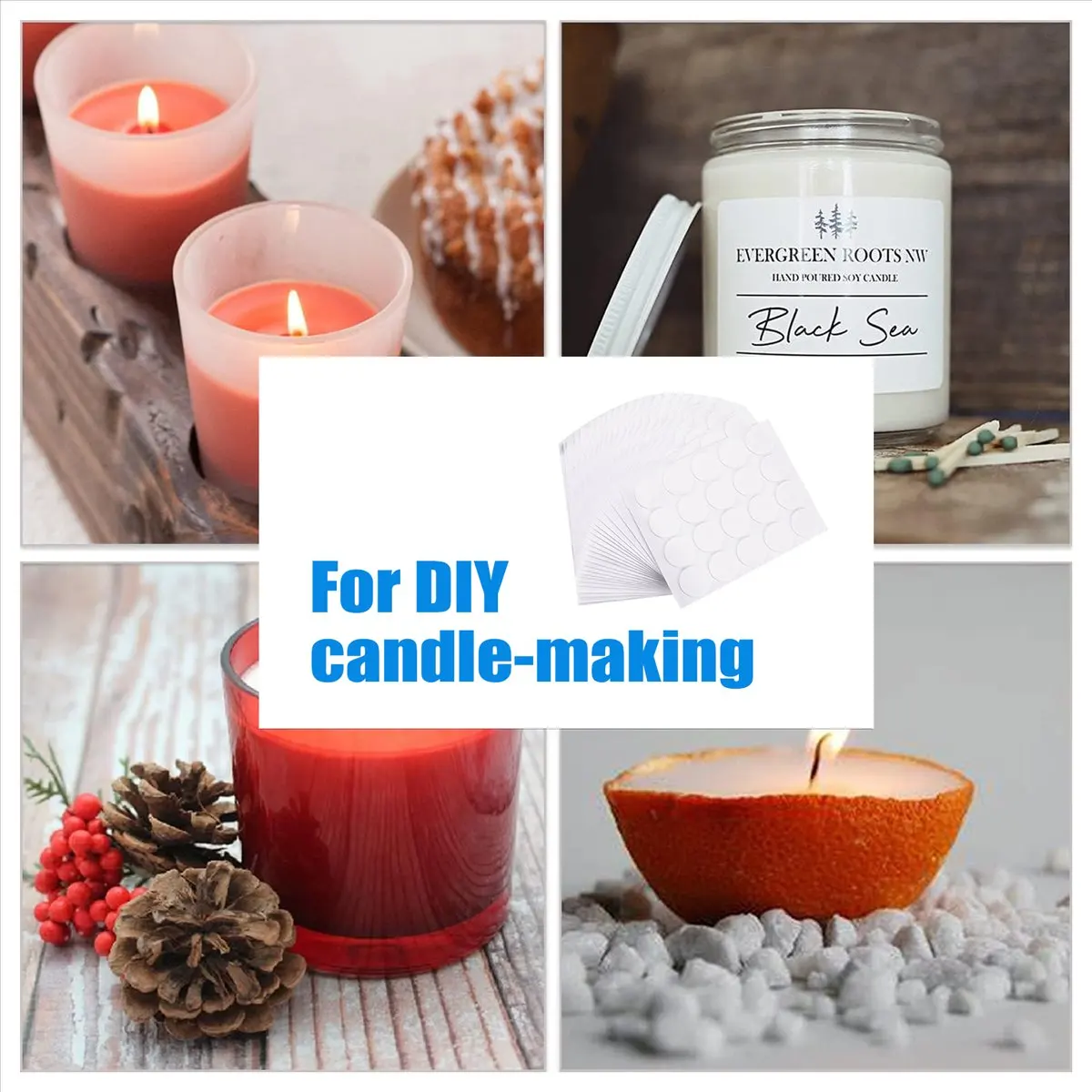 DT38 500 Pieces of Candle Wick Stickers 2 mm Wax Stickers Candle Wick Glue Thermal Resistance Glue Stable in Hot Wax