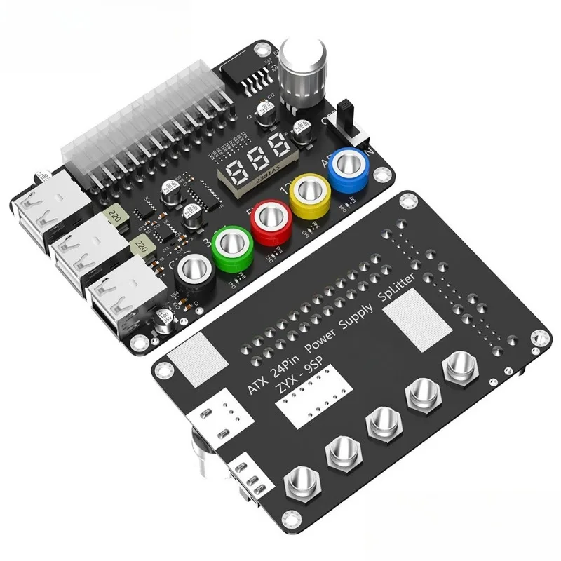 New ATX 24P Black Power Adjustment Board With 6 Port USB ATX Voltage Regulator Module For PC Power Diy Maintenance