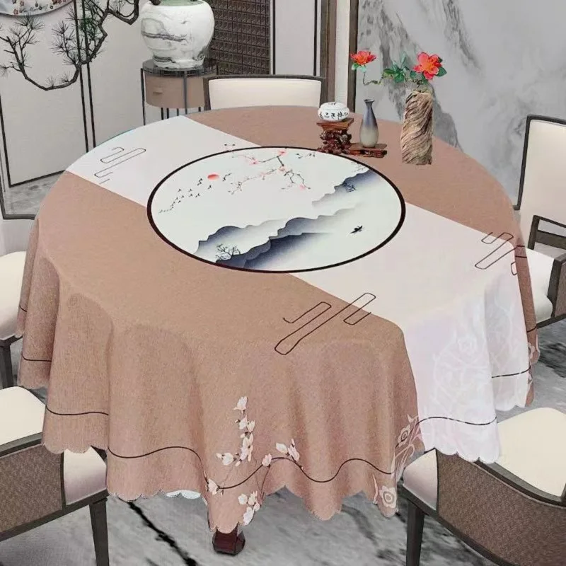 

Round oil drain tablecloth, waterproof, high-end, new style