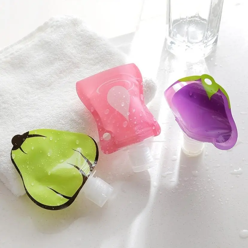 Cute Fruit Shape Portable Travel Empty Liquid Bottles Random Color Refillable Shampoo Emulsion Container Travel Storage Supplies