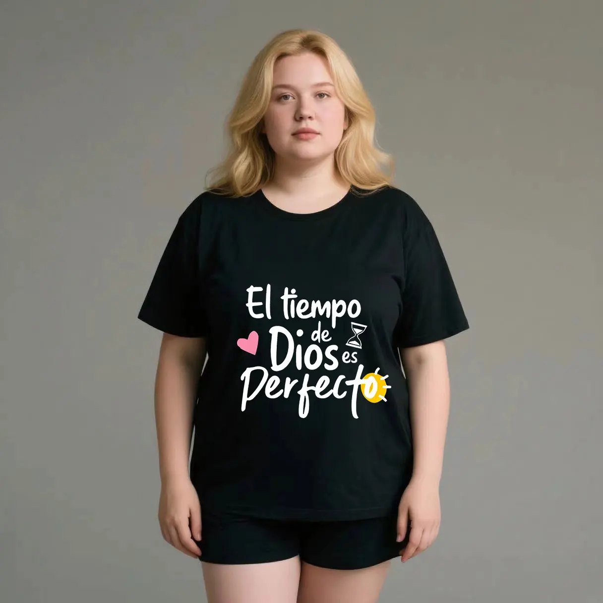 

Personalized and minimalist letter print plus size Butterfly pattern women's casual short sleeved T-shirt black