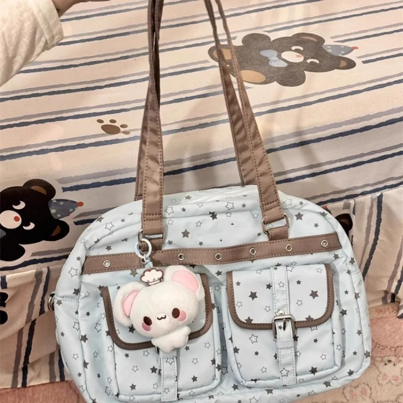 

Girls Kawaii Women's Handbags Casual All Match Star Print Underarm Bag Y2k Aesthetic Fashion Shoulder Bags Ita-bag Storage Bag