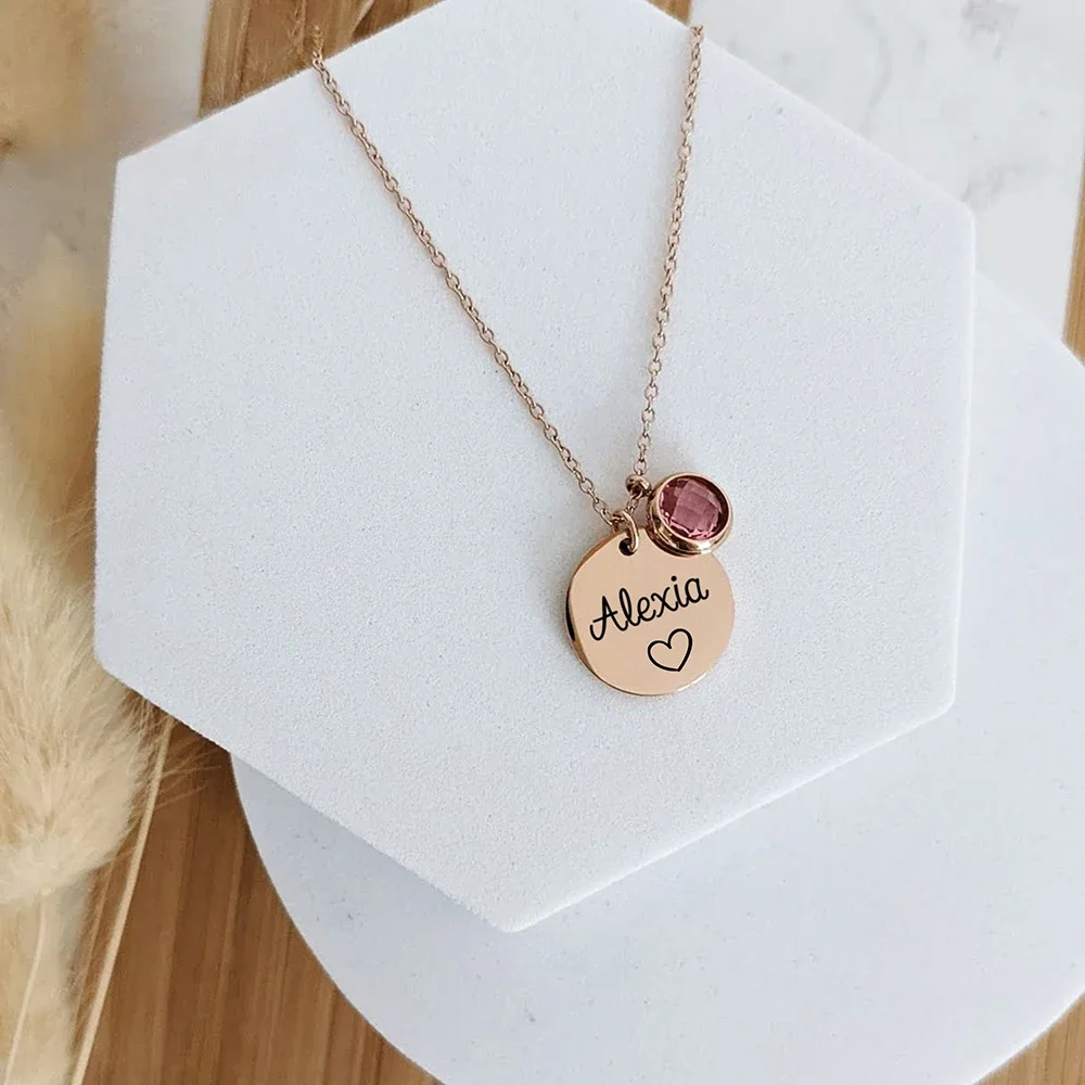 Custom Birthstone Name Necklace for Mother's Day, Personalized Engraved Text & Date Pendant, Special Gift for Grandma, Mimi 2025