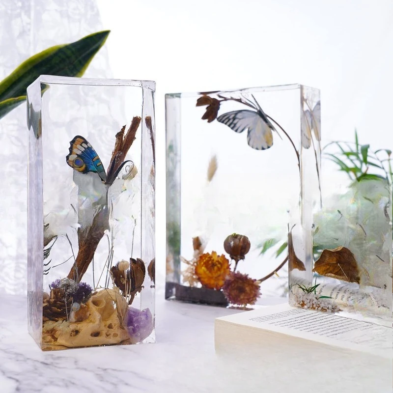 

Dried flower ornament Personalized square Epoxy paper town home desktop ornament