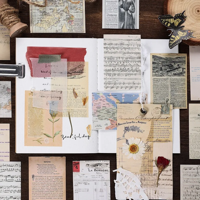 300Pcs Washi Stickers Set Vintage Aesthetic Sticker For Journaling Floral Paper Sticker Self Adhesive DIY Sticker