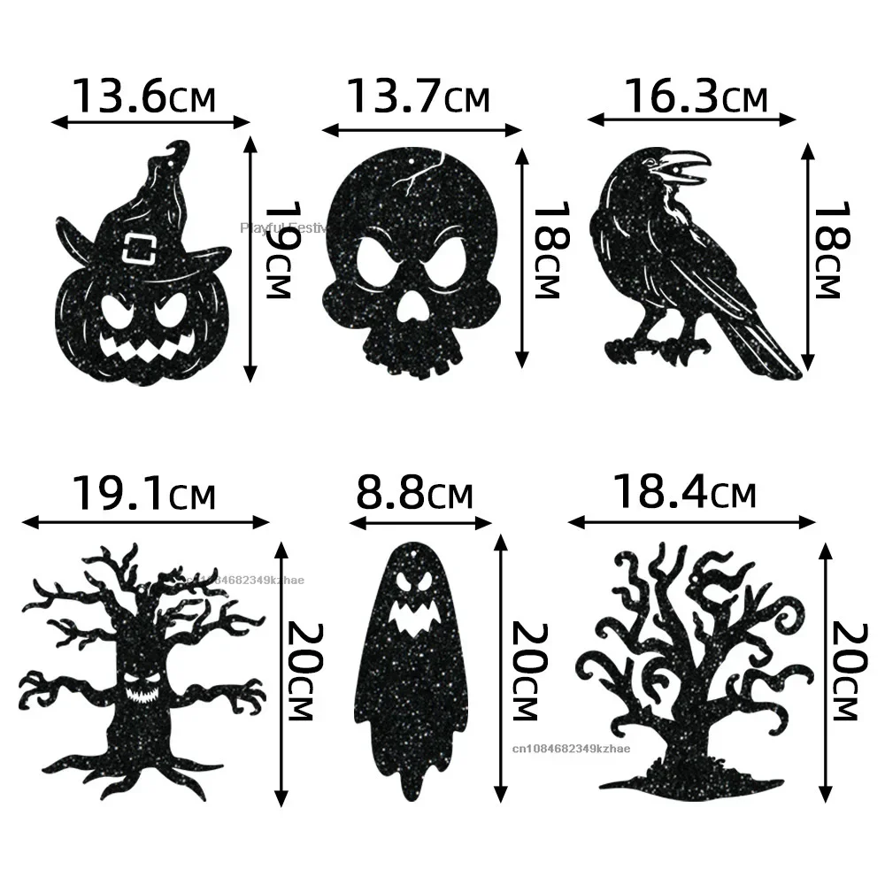 10 pçs halloween pendurado banner guirlanda assustador aranha bruxa fantasma morcego pingente ornamento feliz decorações de festa de halloween para casa