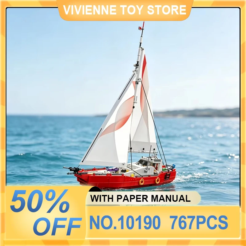 Mould King 10190 Modern DIY Sailboat Building Blocks Bricks, Transformable Vessel Assembly Toy, Sophisticated Ship Model Set