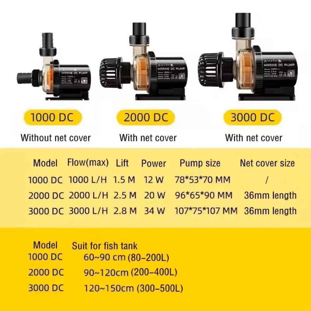 Silent Marine DC PUMP Frequency conversion Water Pump for aquarium fish tank return pump DC1500/2500/4000/6000/9000/12000/15000