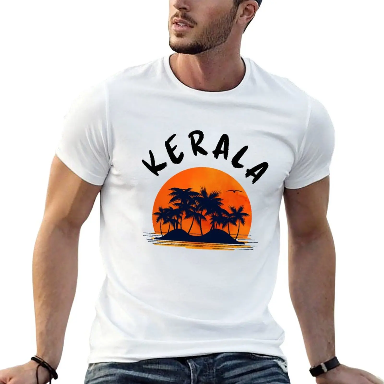 Camiseta Kerala India, camisetas para hombre, camisetas gráficas vintage para hombre, camisetas gráficas para hombre, camisetas informales para hombre