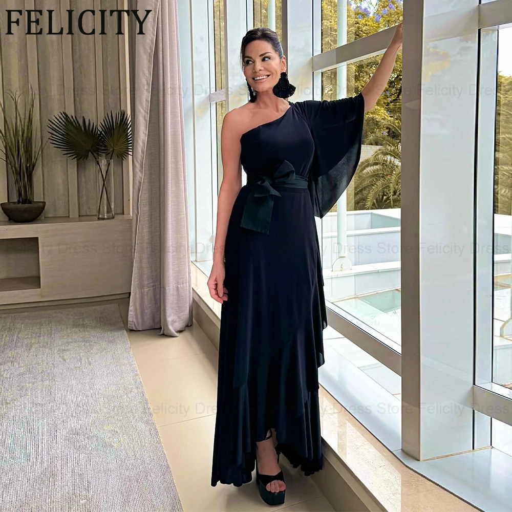 

FELICITY Elegant Chiffon Mother of the Bride Dresses 2024 A-Line One Shoulder Ruffle Belt Asymmetrical Wedding Guest Party Dress