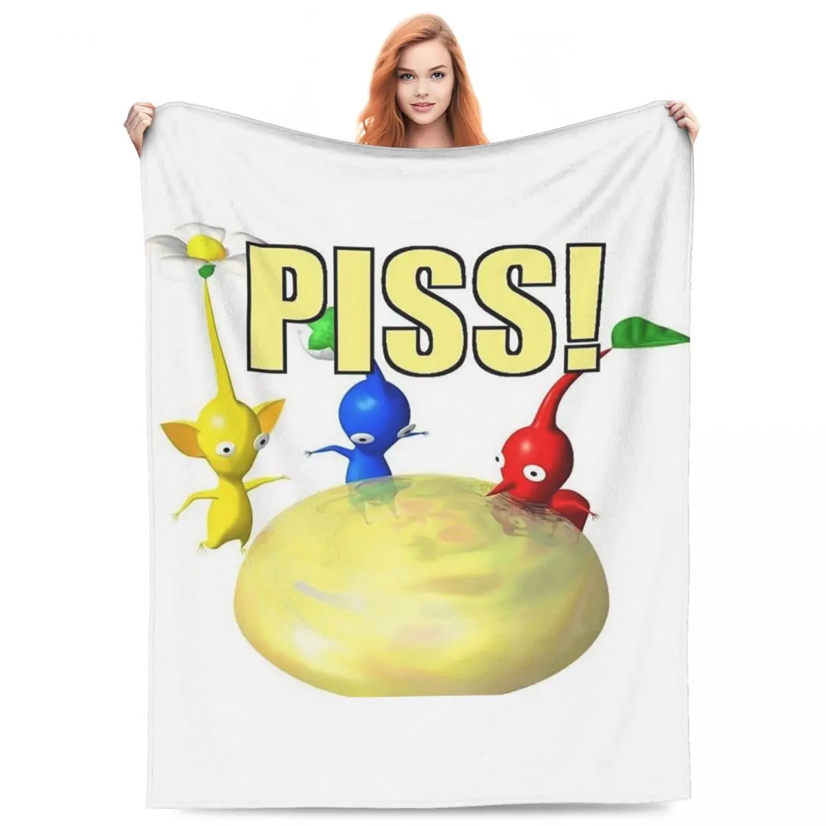 Plant Creature Cartoon Video Game Pikmin Blankets Flannel Sofa Throw  Breathable for Couch Bedding Office Throws Bedspread Quilt