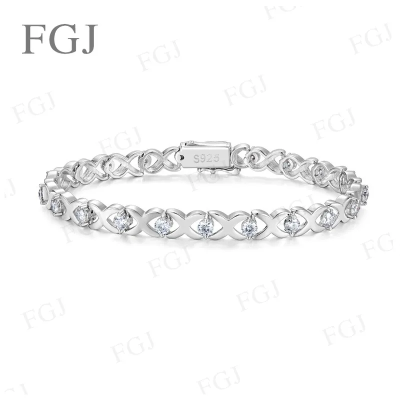 Damen Moissanit-Armband 925 Sterling Silber Infinity-Link-Design Armband Feiner Schmuck Geschenk für Sie Hochzeit Geburtstag Party – Detail 5