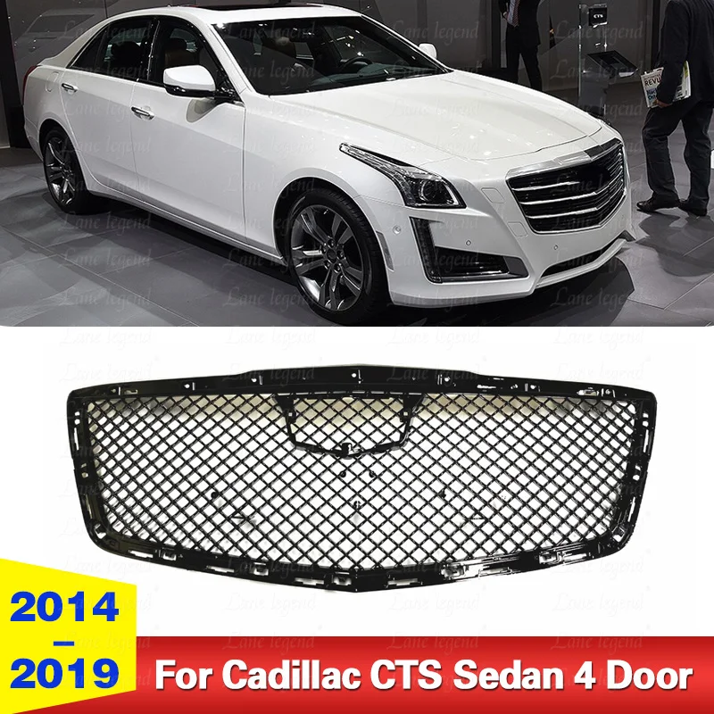 Front Grille For Cadillac CTS Sedan 4 Door 2014 2015 2016 2017 2018 2019 Black Honeycomb Style Car Upper Bumper Hood Mesh Grill