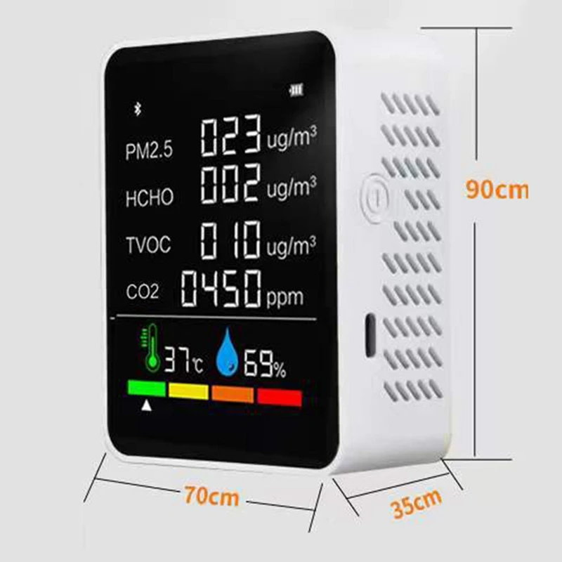 6 In1 CO2 Multifunctional Air Detector Air Quality Monitor Digital Temperature Humidity Sensor Tester