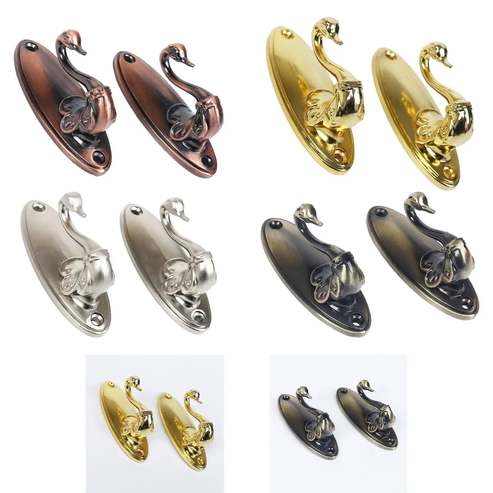 2 Pieces Swan Shaped Curtain Hooks Vintage Style Versatile Hat Hook Set Drapery Hold Back Hook for Bedroom Living Room Home Use
