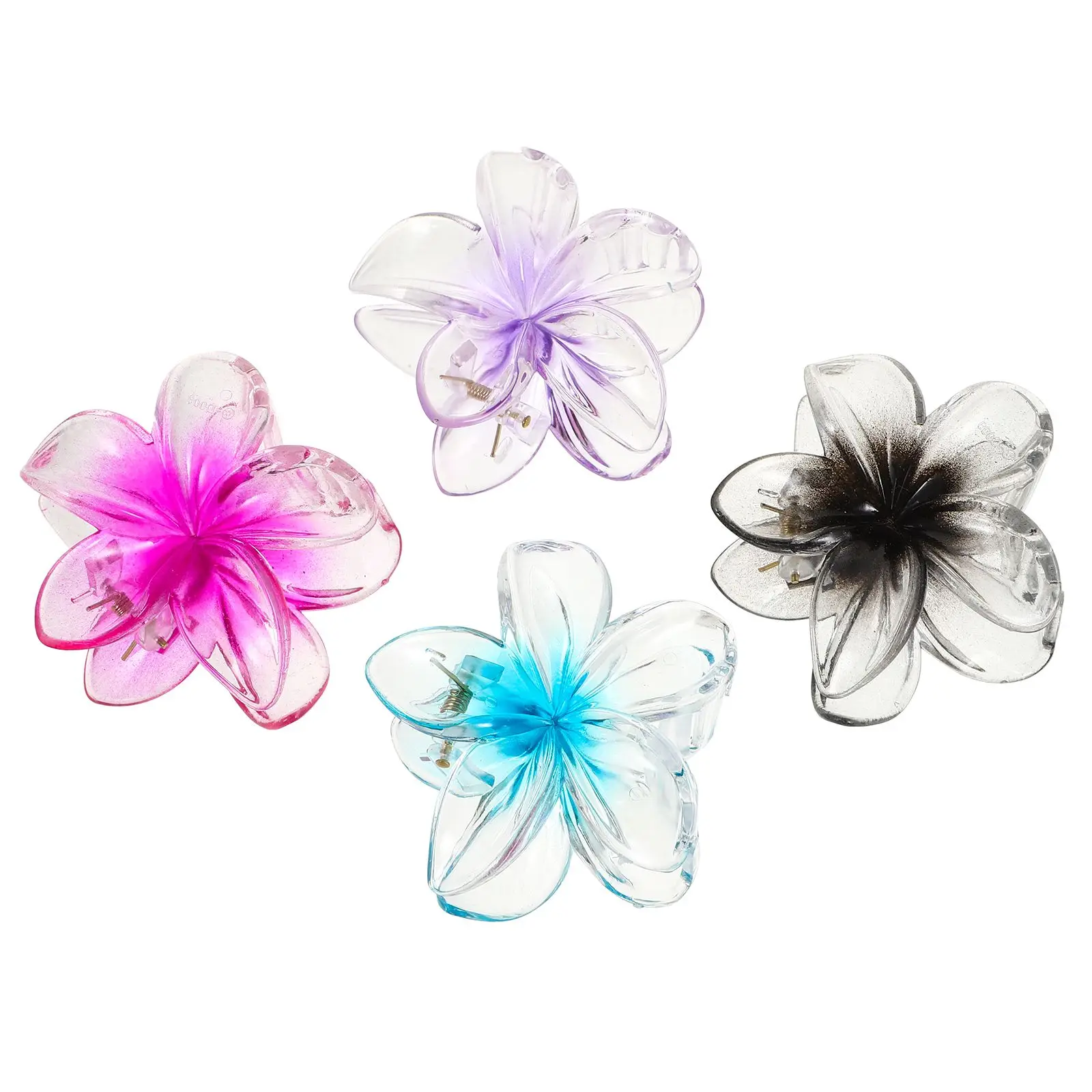 

4Pcs Colorful Plumeria Flower Claw Clips Vintage Large Hair Accessories for Thick Hair Styling Women Retro Side Bun Shark