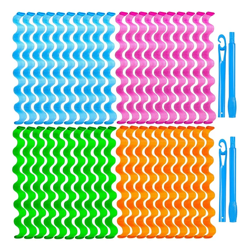 

AEE4-40 Pieces Heatless Waves Hair Curler, No Heat Damage Wavy Hair Curlers With 2 Sets Of Styling Hooks, Heatless Curls