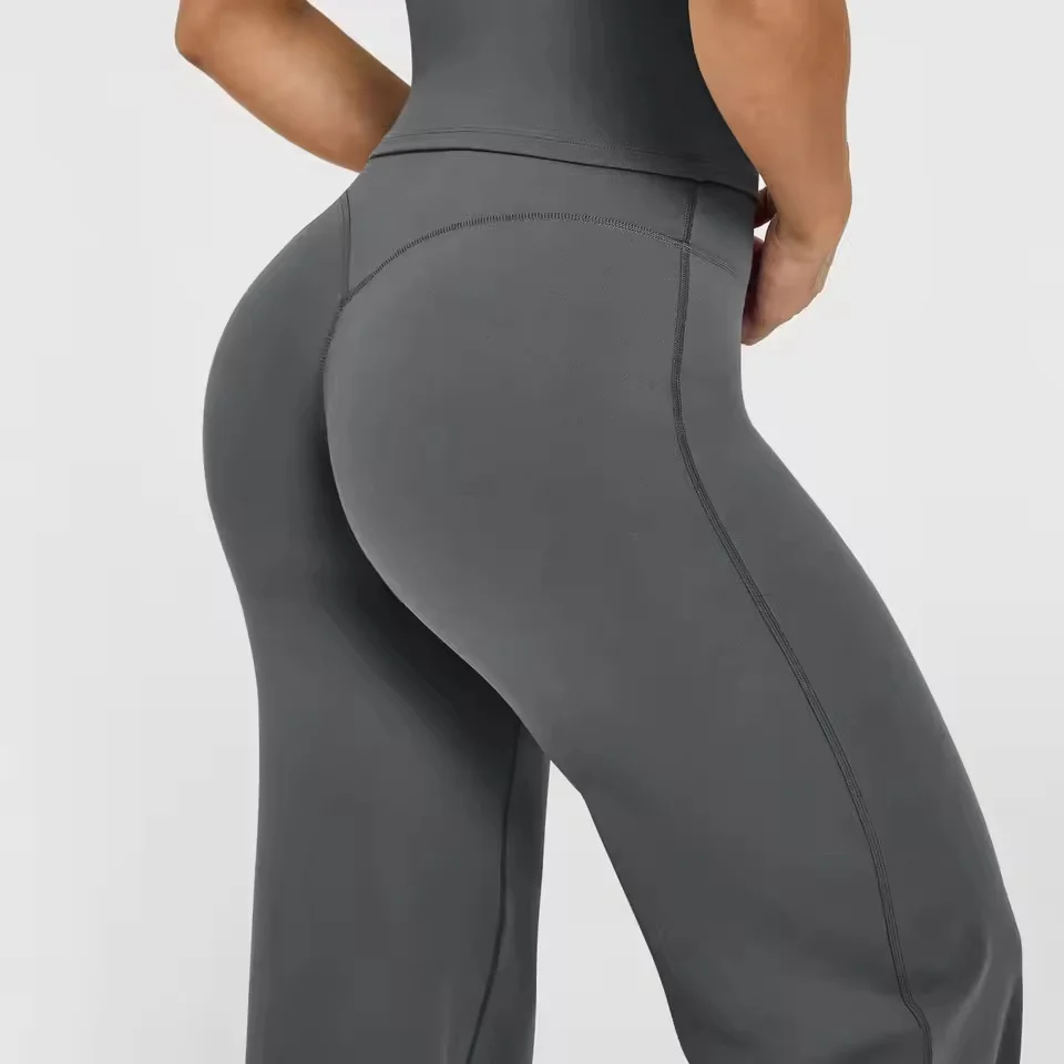 Straight Leg Pants Ultra Soft Butter Fabric Women Mid-Waist Yoga Pants Naked Feel Sports Leggings Pilates Running Sport Trousers