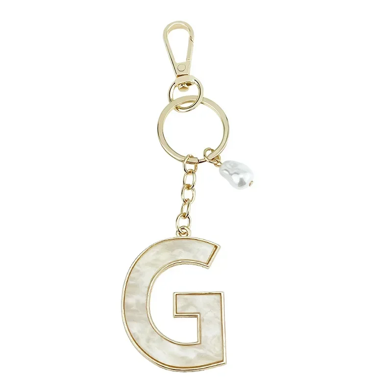 A-Z Initials Keyring Couples Metal Pendant with Pearl