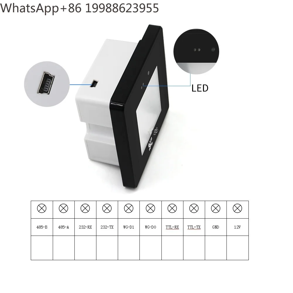 Barcode 2D QR Code Reader  USB RS232 TTL RS485 Access Control Reader