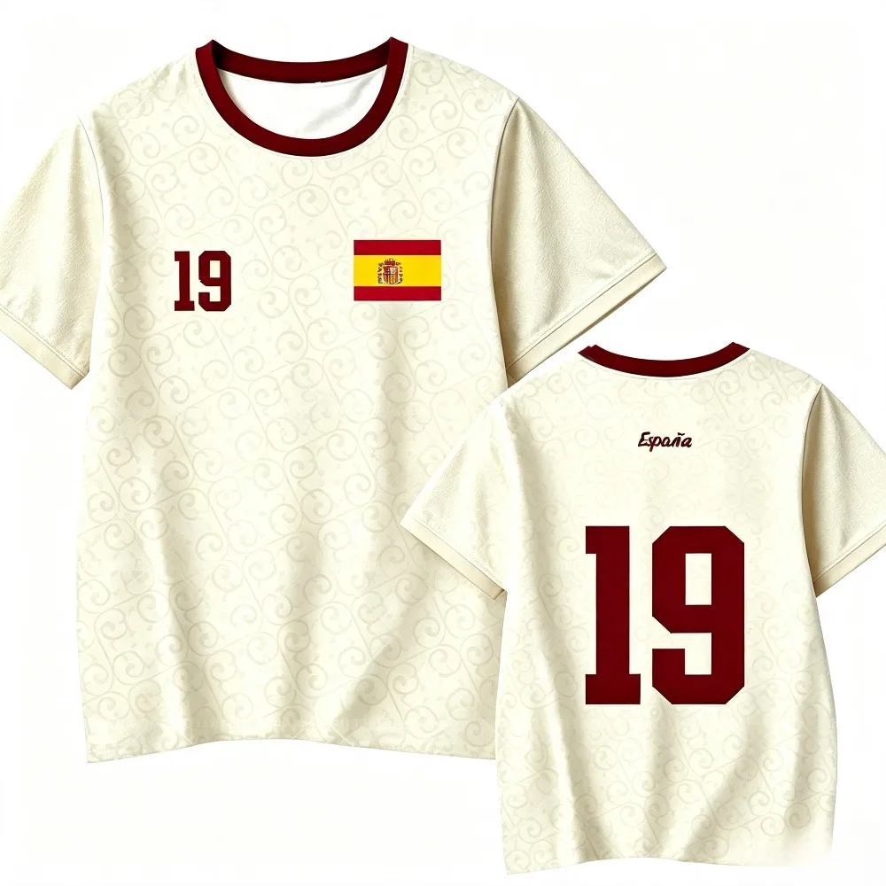 Cream Swirl Flag Number Print Men T Shirt 3D Polyester Quick Dry Soccer Training Short Sleeve Athletic Top