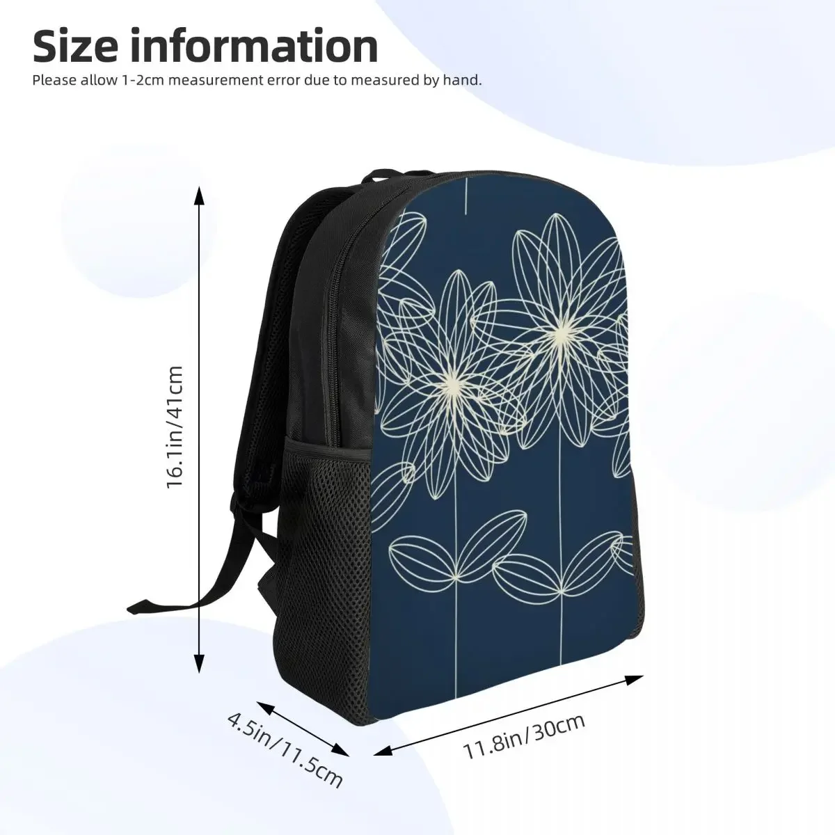 Custom Giant Dhalia Navy Backpack for Women Men College School Student Bookbag Fits 15 Inch Laptop Orla Kiely Bags