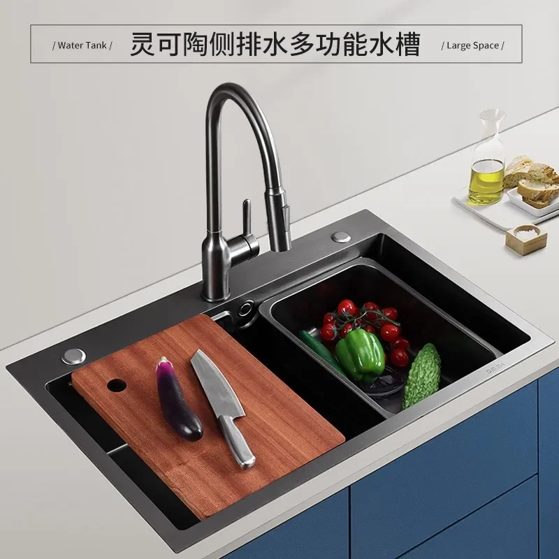 Nano Coating Stainless Steel Handmade Large Single Bowl Kitchen Sink Household Vegetable Washing Basin