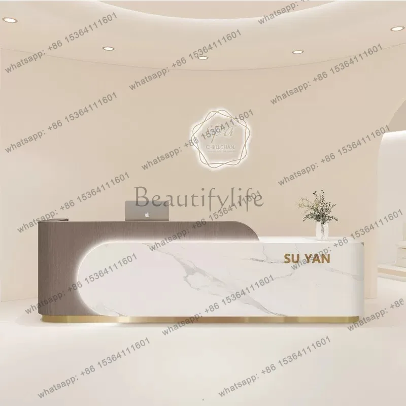 LJY Checkout Service Reception Desks Counter Commericial Welcome Stands Reception Desks Elegant Display Bureau Industrial Furnit