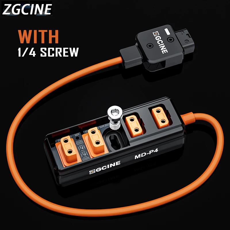 ZGCINE 180 Degree Rotation D-Tap Splitter 4 Port D-Tap Cable With 1/4 Screw for V Mount Battery/Monitor/LED Video Light