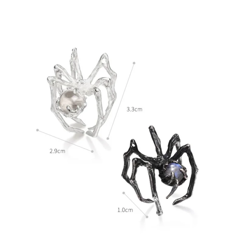 Gothic Fashion Rings For Women Girls Crystal Black Spider Open Ring Hip Hop Punk Irregular Animal Finger Jewelry Halloween Gift