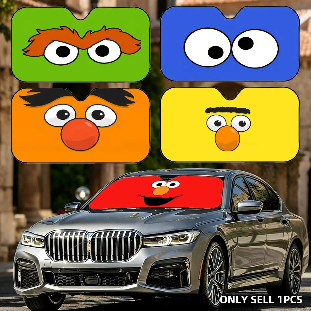 Funny Eye S-SesameS-ES Cute Sun Visor Reusable Aluminum Foil Car Windshield Sun Visor UV Protector Heat Insulation Cover Shade