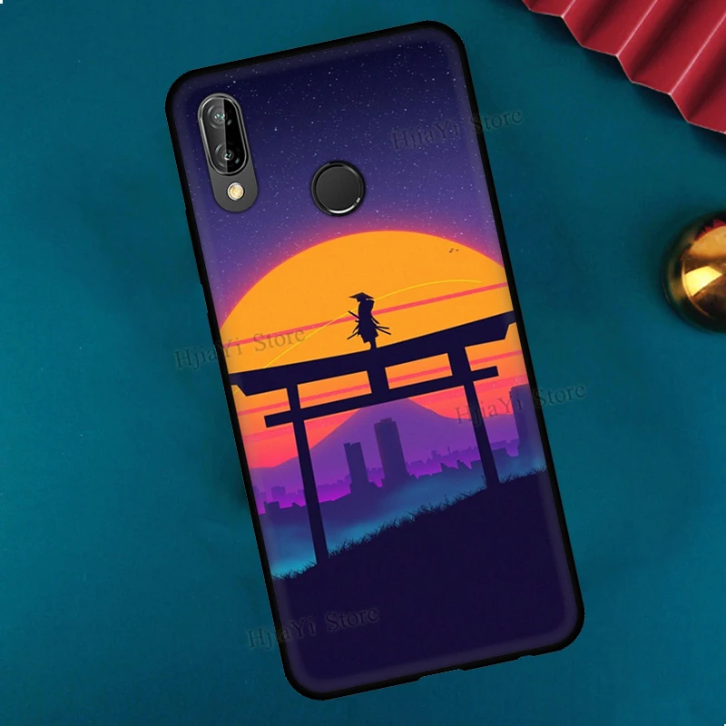 Synthwave 80's Retro Neon vaporwave Soft Cover For Huawei P30 Lite P40 P20 Pro Mate 20 10 Lite P Smart 2021 2019 Phone Case