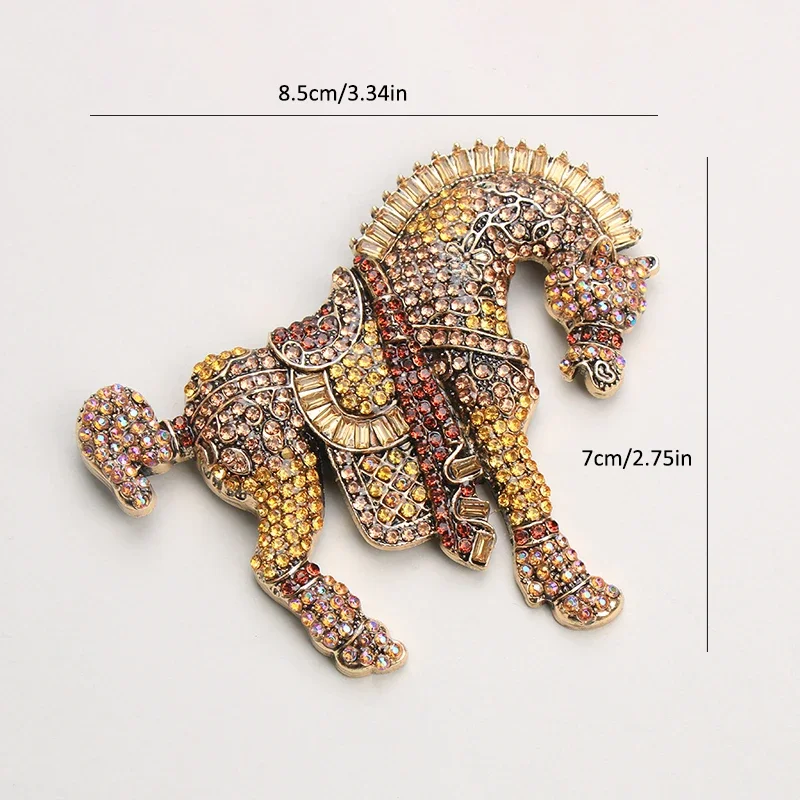Vintage Rhinestone Horse Brooch Crystal-Encrusted Equine Pin Eco-Friendly Statement Jewelry